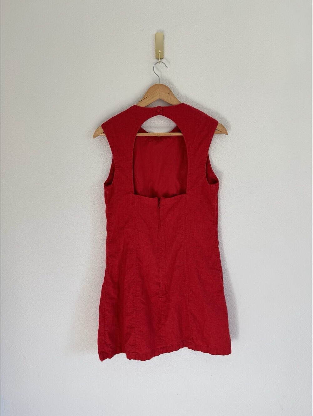 Abercrombie & Fitch Dress Red Linen Cotton Blend Open Back Sleeveless Women’s M - Picture 7 of 7